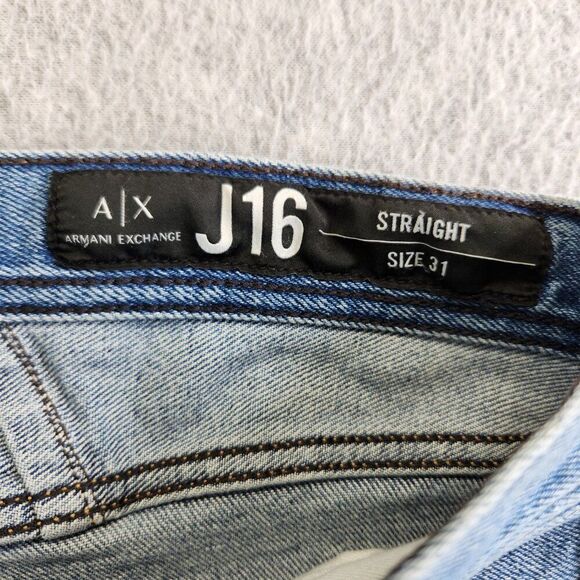 Armani Exchange Jeans Mens 31X30 Blue J16 Straight Distressed Slim Fit AX - Picture 8 of 16
